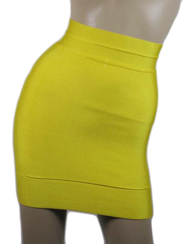 Herve Leger Mini Skirt Yellow